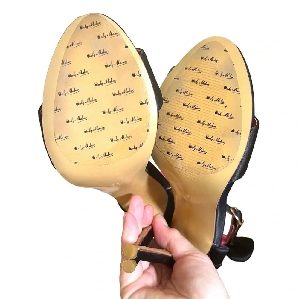 NEW Only Maker Bow Mouse Ears Satin Black Pink Stiletto Heels Size 37 (US 6.5-7) - Picture 10 of 12